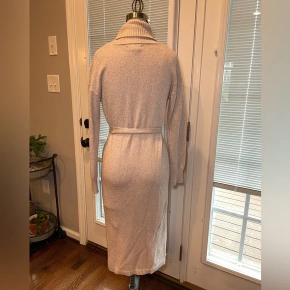 Cozy Knit Midi Sweater Dress S – Rachel Zoe, Tie Waist Turtleneck - Picture 6 of 10